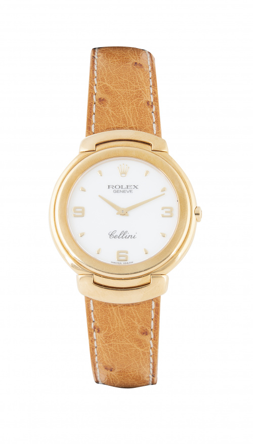 Reloj ROLEX CELLINI en oro con pulsera en piel
