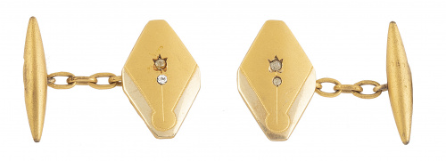 Gemelos de pp. S. XX con rombos con decoración mate, brillo