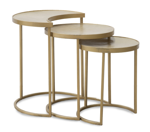 Lote de tres mesitas auxiliares de diferente tamaño de meta