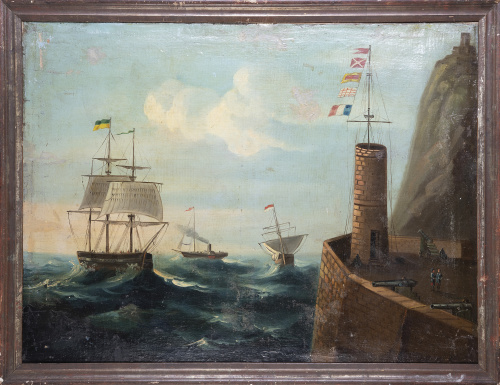 ESCUELA CENTROEUROPEA, SIGLO XIXVista de un puerto maríti