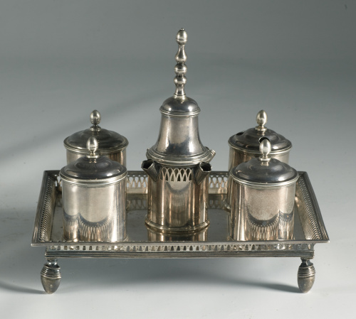 Escribanía isabelina en plata punzonada..BE?, Oviedo 1841