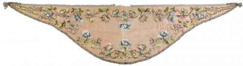 Manto Carlos IV para la Virgen en seda rosa bordada con flo