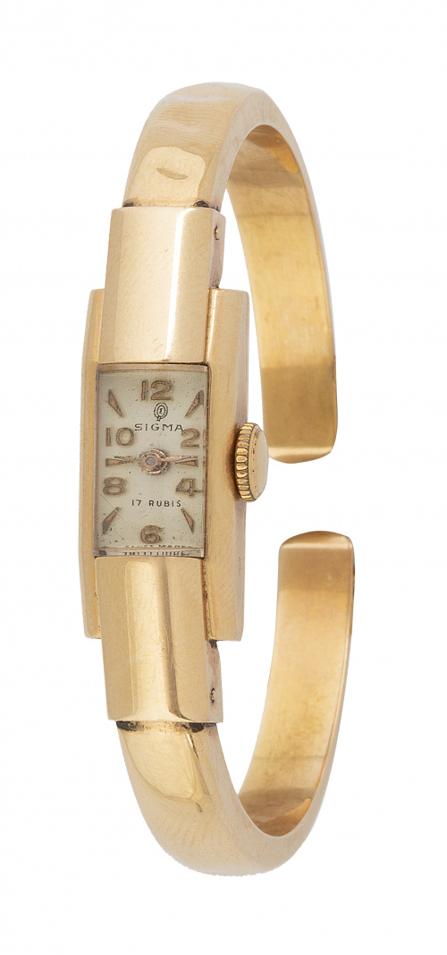 Reloj brazalete SIGMA años 40 en oro de 18K. 258348