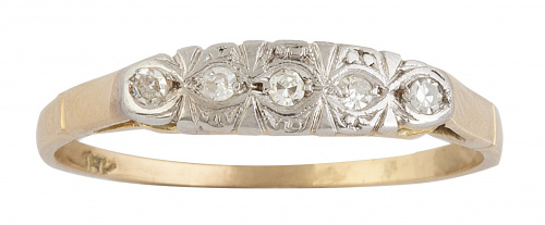 Sortija cintillo de pp. S. XX de tamaño creciente hacia el 