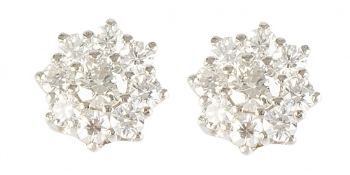 Pendientes de rosetón de brillantes