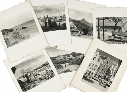 Conjunto de siete fotografías en blanco y negro de Curazao.