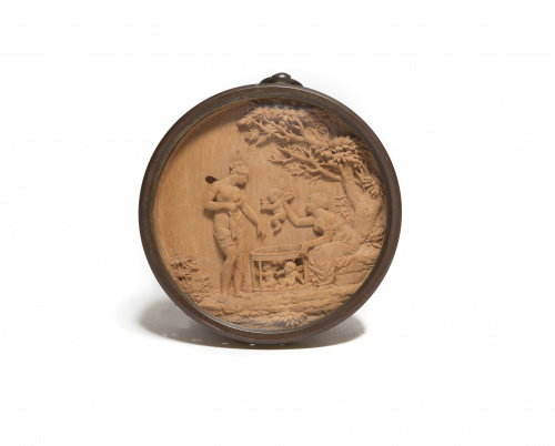 Emblema del amor en madera de boj tallada.ff.s.XVIII-XIX 