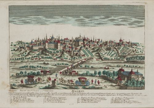 ESCUELA FRANCESA, SIGLO XVIII“Vista de Madrid con leyenda 