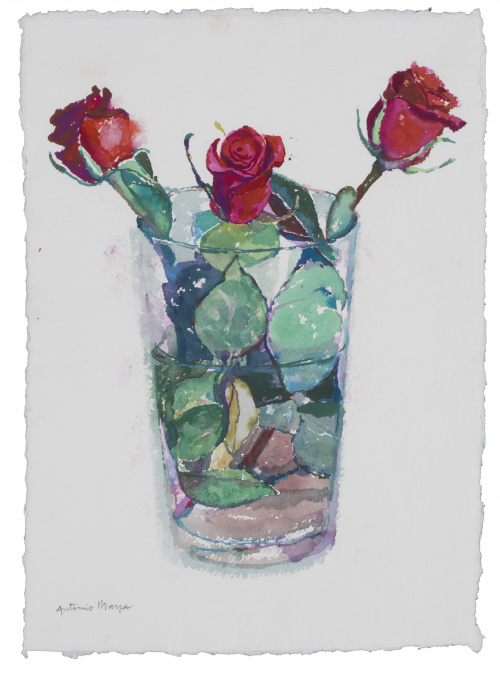 ANTONIO MAYA (Jaén, 1950)Jarrón con tres rosas