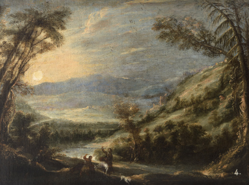 ESCUELA MADRILEÑA, H.1650Paisaje con personajes