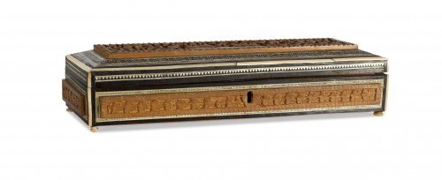 Caja de madera de sándalo, tallado, y marquetería de sadeli