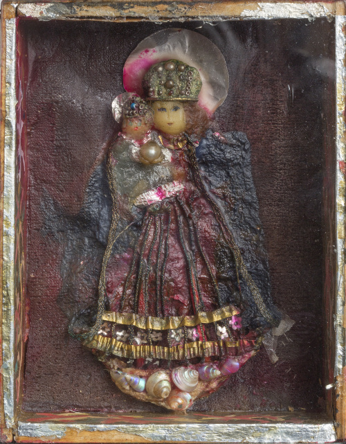 Escaparate con Virgen de cera y conchas, S. XIX