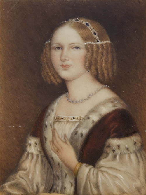 ESCUELA INGLESA, SIGLO XIXRetrato de dama con collar de pe