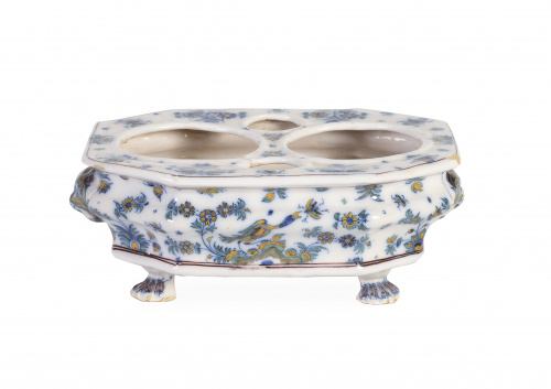 Soporte para vinagreras de cerámica esmaltada, en azul ocre