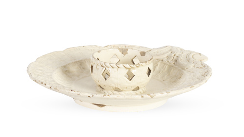 Mancerina de cerámica esmaltada en blanco.S. XVIII.