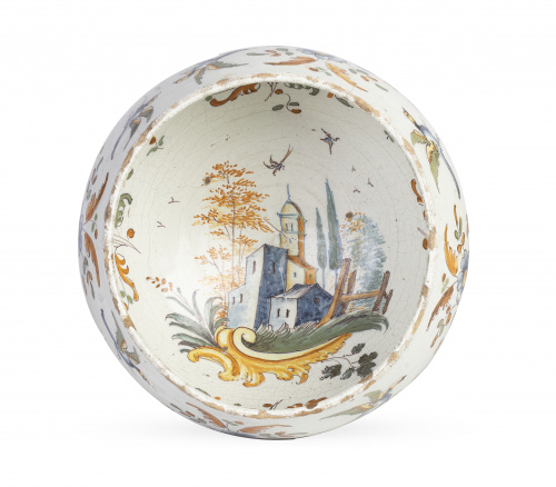 Cuenco de cerámica esmaltada de la serie ramos polícromos s