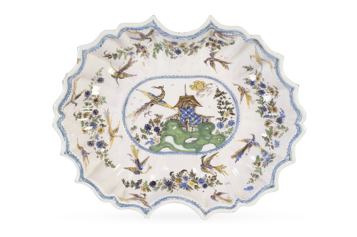 Bacía de doble escotadura de cerámica esmaltada.Trabajo f