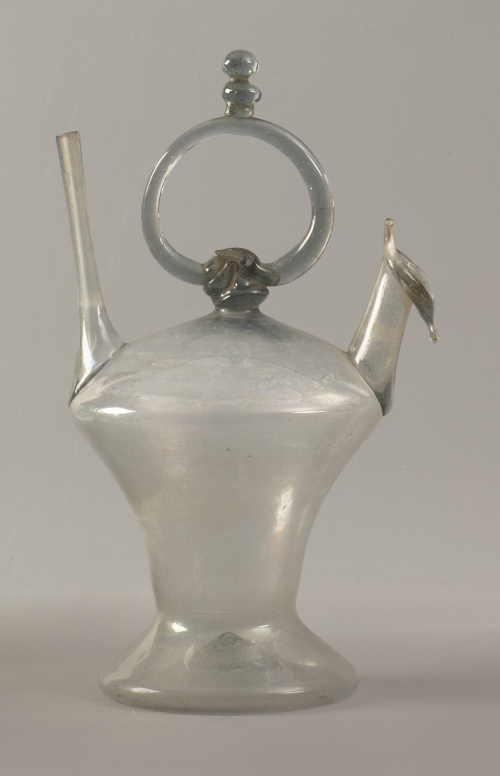 Botijo o cantir de vidrio transparente.Cataluña o Mallorc