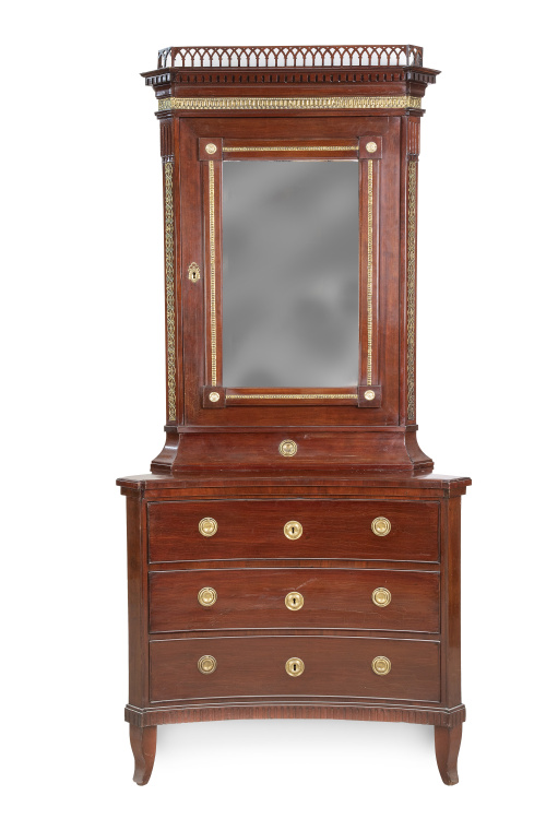 Mueble de estilo neoclásico de dos cuerpos de madera de cao