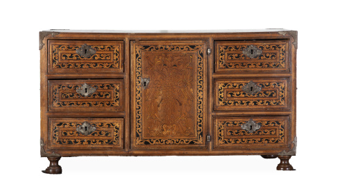 Papelera con decoración de zulaque.Oxaca, Méjico, S. XVII