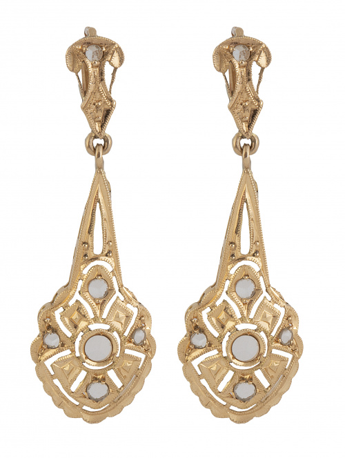 Pendientes largos de pp. S. XX con diseño de punta de flech