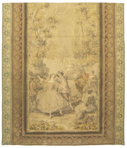 Tapiz mecánico con escena galante.S. XX.