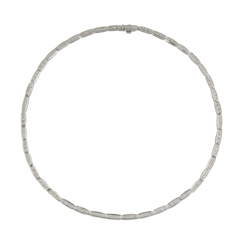 Collar rivière de bandas de brillantes articuladas 