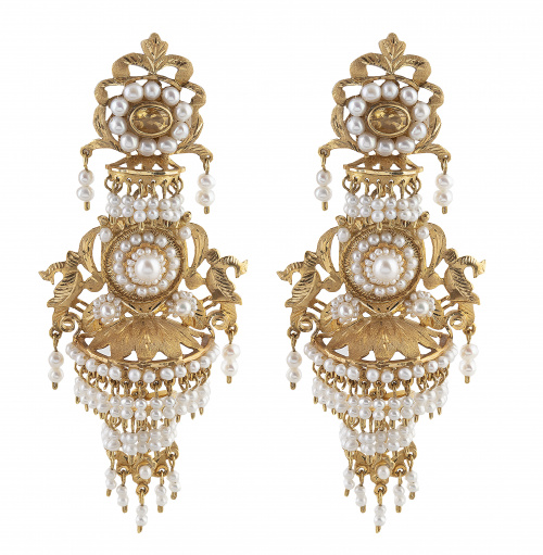 Pendientes largos de fallera valencianos con tres cuerpos a