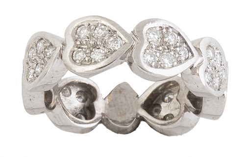 Sortija alianza completa de corazones con pavé de brillantes