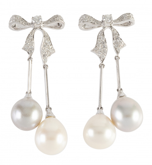  Pendientes largos con lazo de brillante superior del que p