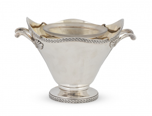 Caviarera de plata e interior vermeille con cristal tallado