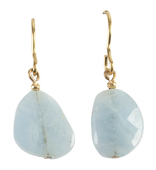 Pendientes largos de aguamarinas facetadas 