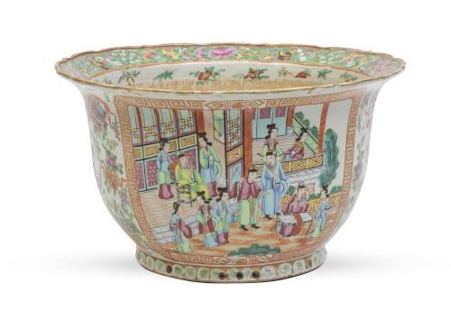 Macetero de porcelana con esmaltes de la familia rosa para 