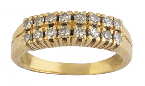 Sortija media alianza con doble banda de brillantes engasta