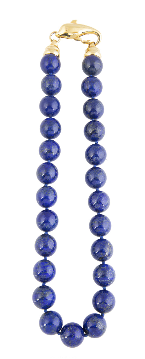 Collar de cuentas esféricas de lapislázuli de 14 mm, con ci