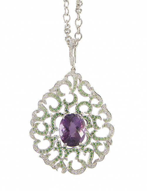 Pendentif con diseño de gran gota calada con formas vegetal