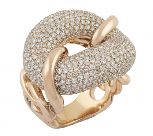 Sortija con gran centro a modo de hebilla de pavé de brilla