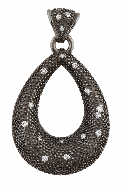 Colgante en forma de lágrima calada de perfil curvo, pavona