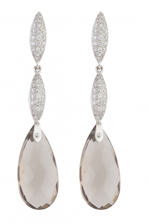Pendientes largos con cuarzos talla briolette, colgantes de