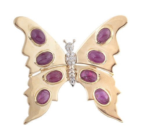 Sortija con diseño de mariposa de brillantes con alas decor