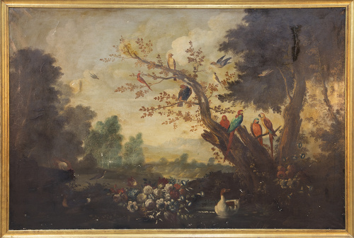 ESCUELA ESPAÑOLA, H. 1900Concierto de aves sobre un paisa