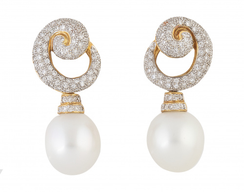 Pendientes largos desmontables con espiral de pavé brillant