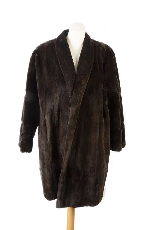 Abrigo vintage de visón rasado en tono marrón