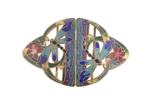 Hebilla Art-Nouveau de esmalte con diseño romboidal de libé