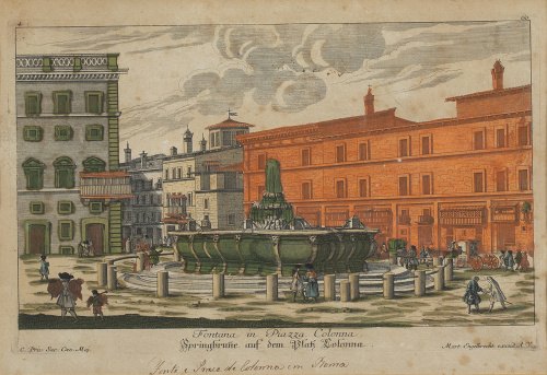 MARTIN ENGELLBRECHT (1685- 1756)"Fontana nelle Piazza del