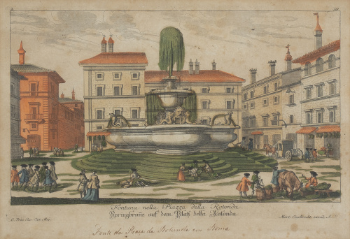 MARTIN ENGELLBRECHT (1685- 1756)"Fontana nelle Piazza del