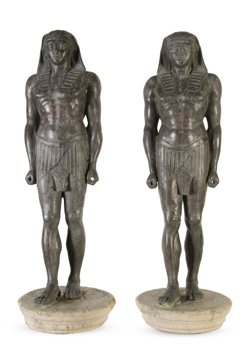 Pareja de figuras egipcias de bronce de tipo Grand Tour.p