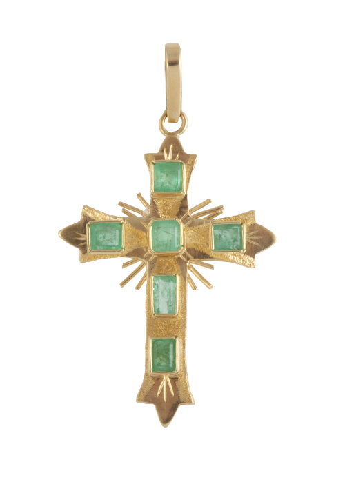 Cruz colgante de esmeraldas