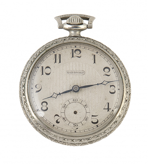 Reloj de bolsillo HARTFORD en plata Art-Decó c.1920