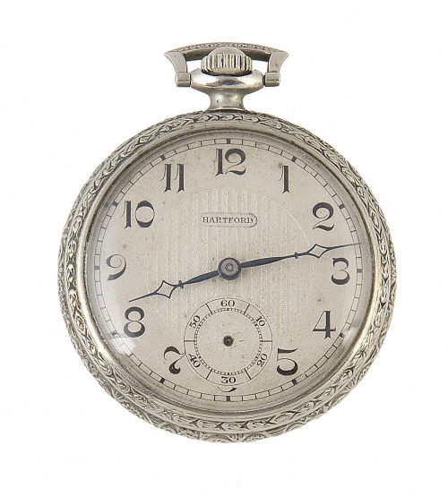 Reloj de bolsillo HARTFORD en plata Art-Decó c.1920